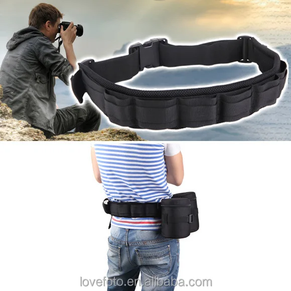 Multifunction Adjustable Camera Waist Padded Belt Lens Case Pouch Bag
