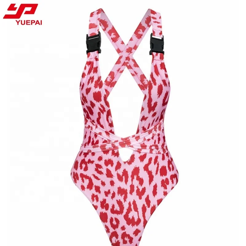 Sexy V-neck swimwear women monokini Bandage swimsuit bathers summer Leopard one-piece suits Brazilian bikini 2019 bathing suit (6).jpg