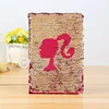 New popular Lady shape Fish scale sequins Notepad can receive customized DIY sequin notebook