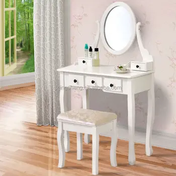 Antique French Dressing Table Wooden White Corner Dresser Bedroom