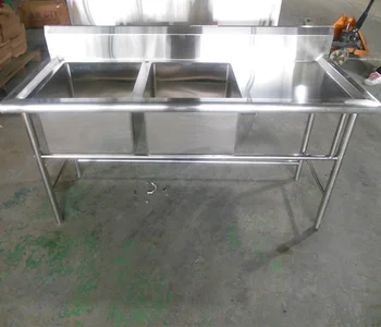 Stainless Steel Double Bowls Single Drainer Sink Units For