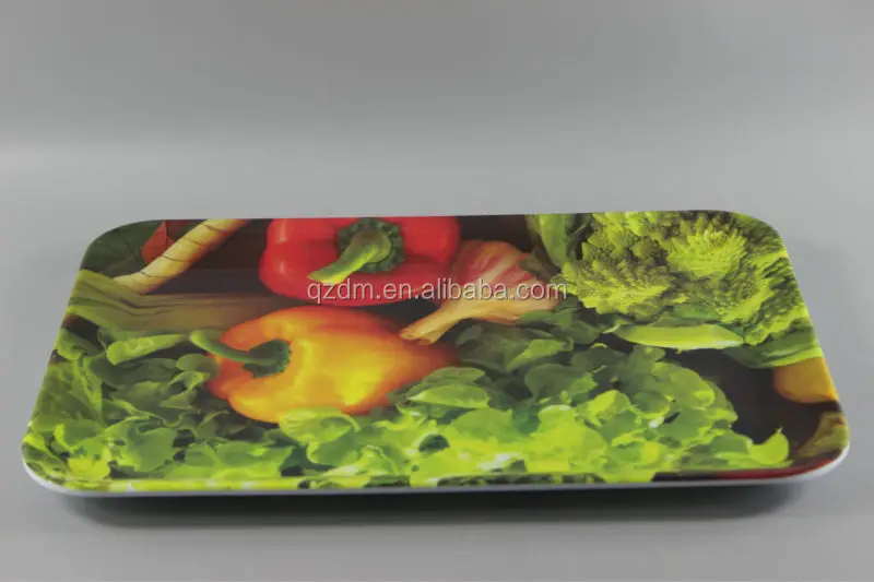 Fruit And Vegetable Print Melamine Rectangle Tray