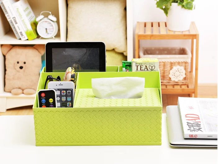 Convenient Colorful Plastic Tissue Box,Storage Container Desk Organizer