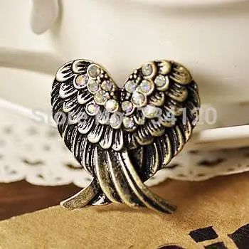 G023 2016 New Retro Imitation Diamond Love Wings rhinestone Ring Fashion jewelry wholesale for women free