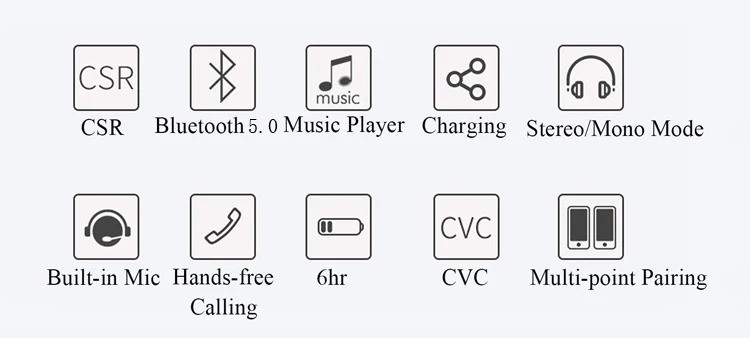 2019 TWS blue-tooth earphone 5.0 wireless earbuds headphone touch control with charging ccse TWS02 - ANKUX.COM