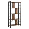 VASAGLE design portable modern furniture large tall bookcase,4 tiers industrial metal ladder book shelf wooden for living room