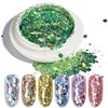 Holographic Laser Mix Sizes Hexagon Nail Glitter Sequins with White Jar