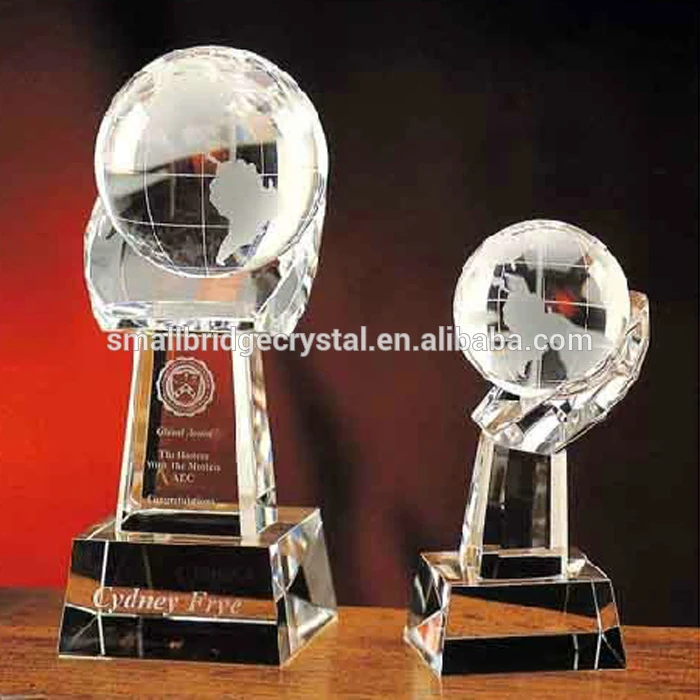 Customization Decoration K9 Crystal Earth Trophy Award Globe Crystal Trophy factory