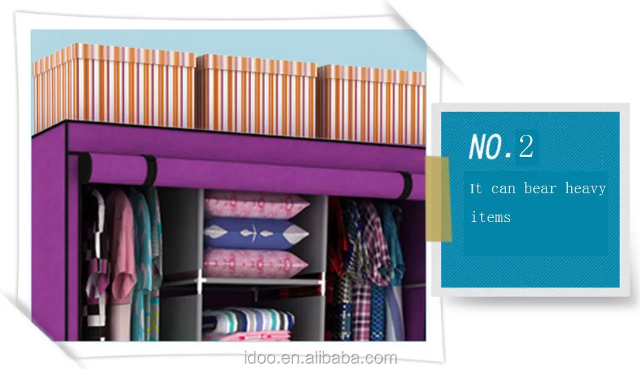 Professional Top Ranking Fabric Wardrobes Modern Home Student Metal