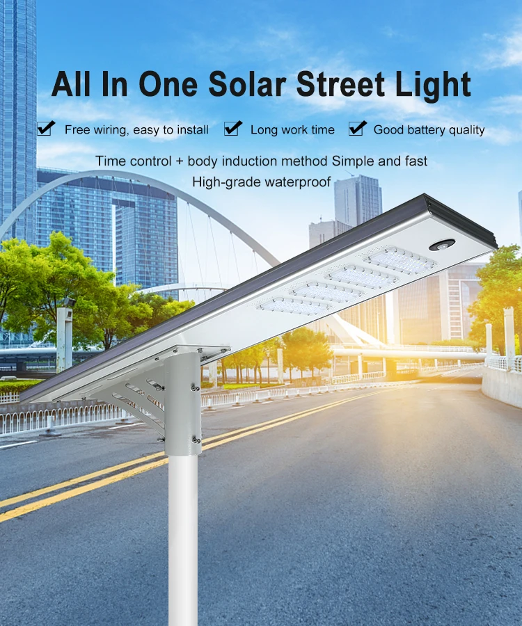 Ip65 waterproof outdoor Aluminium 30w 50w 60w 80w 100w all in one led solar street light