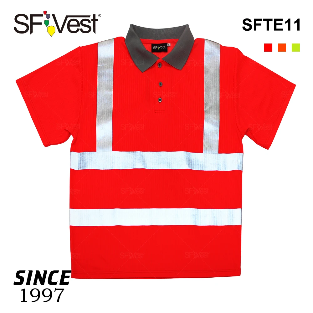 Wholesale Safety Reflective Working T Shirt Work Wear For Men Fluorescent Polo Collar Workwear