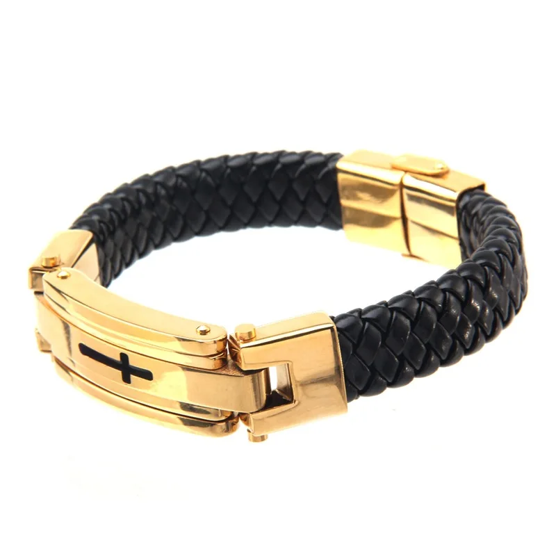 Men S Cool Resurrection Religion Black Leather Bracelet Accessory Men S Cool Resurrection Religion Black Leather Bracelet Accessory Stainless Steel Cross Bracelets