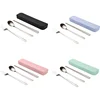 4pcs Stainless Steel Spoon Forks Chopsticks Children's School Flatware,Portable Outdoor Travel Picnic Cutlery Set With Case