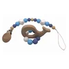 BPA free food grade silicone round beads wooden pacifier clip TH1397