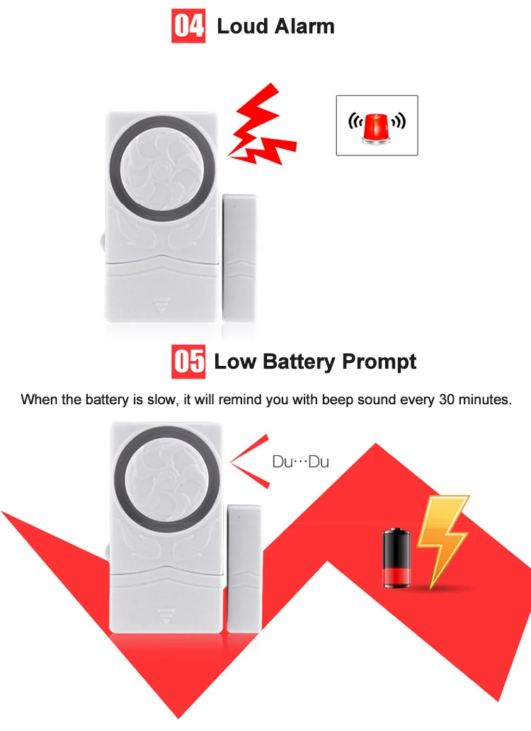 Super Small 4in1 110db Battery Powered Triggered Window Door