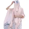 Summer Nice Design Large Thin Soft Silk Scarf Women Elegant Pink Long Silk Floral Pattern Scarf Shawl