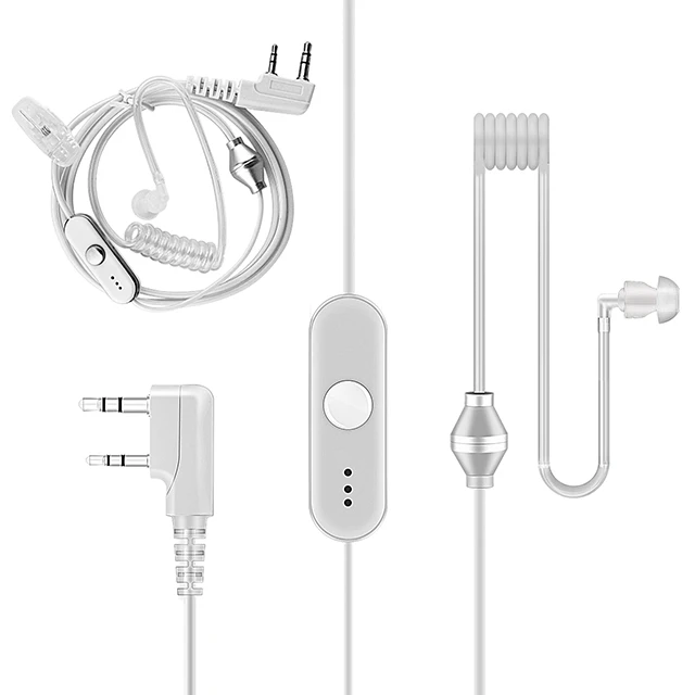 2-Wire Clear Coil Acoustic Ear Tube Surveillance Kit for Motorola Visar Series