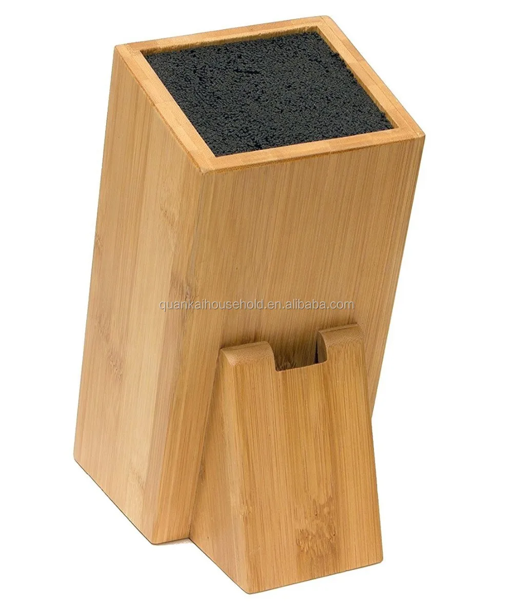 Natural Bamboo Wood Knife Block Stand With Dishwasher Safe Removable Bristles - Buy Kitchen Knife Block,Tool Apron,Knife Rest Product On Alibaba.com