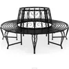 Outdoor Round Tree Benches with Diameter 5.2 Foot inBlack Finished
