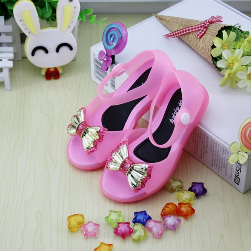 2015 Children Shoes Girls Sandals Sweet Princess Children Bow Shoes Crystal Bolsa Infantil Bach Sandals Kids