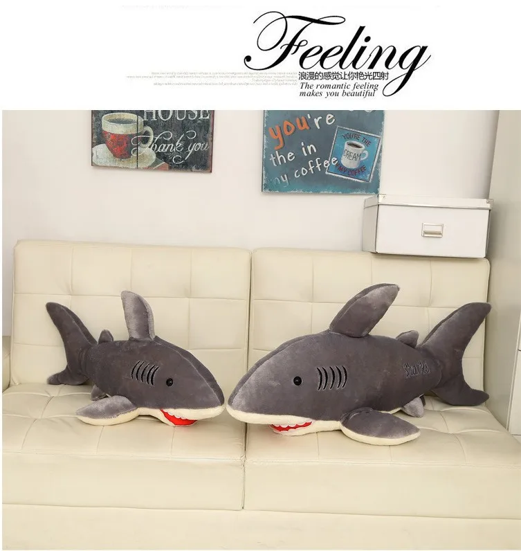Great Gift Cute Plush Soft Animal Stuffed grey Shark Toy