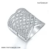 Gorgeous Big Long Celtic Weave Knot Full Crystal CZ Brilliant Micro Pave Setting Cocktail Ring