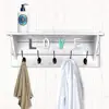 Handmade solid pine white wall mounted wooden bathroom coat rack shelf