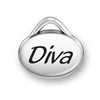 trendy ellipse shape Diva name charm signs the queen of singing and playing for women jewelry