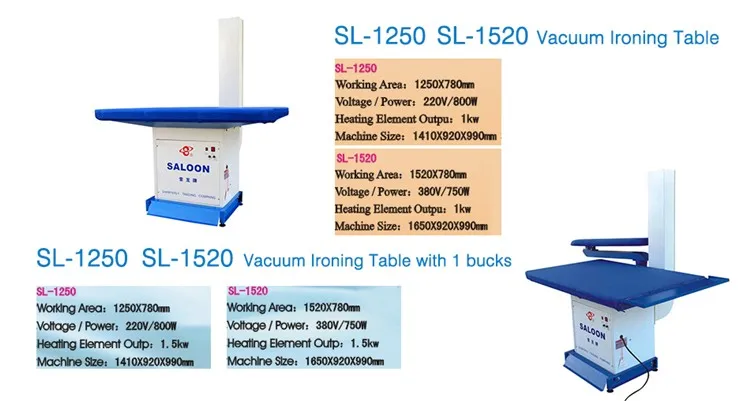 Steel with 1 Buck Working Area 1520*780mm Fabric Vacuum Ironing Table
