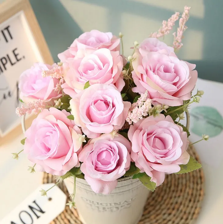 Chinese Wholesale Decoration Rose Artificial Flopwers Bunch Of Roses ...