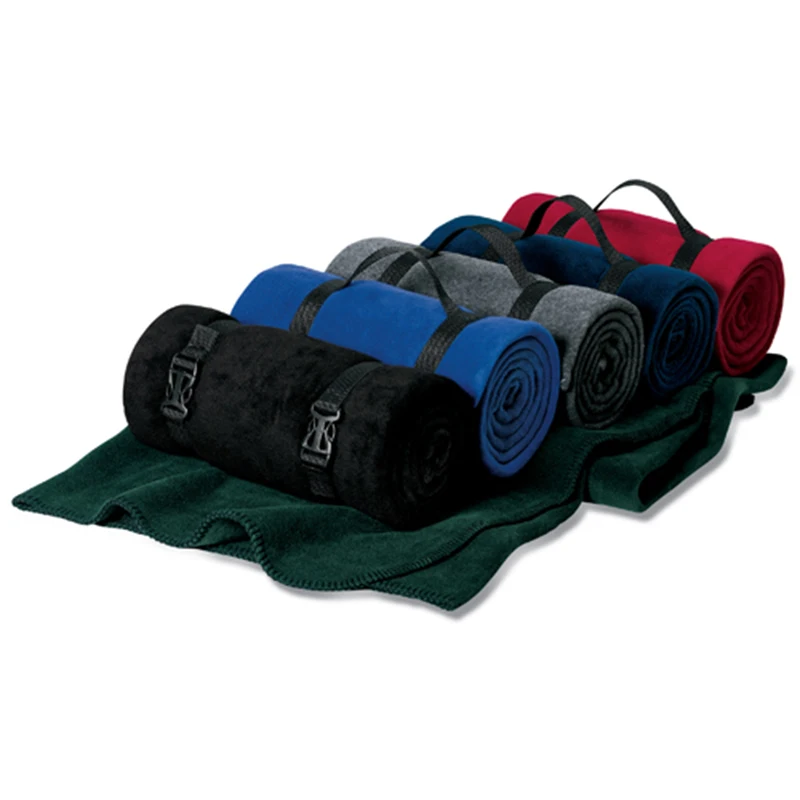 Wholesale Easy To Carry Portable Roll Up Polar Fleece Travel Throw