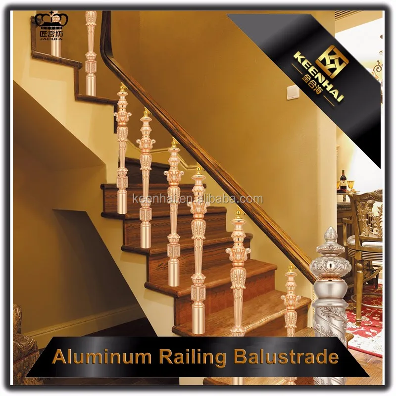 Interior Prefab Art Handrail Aluminum Indoor Stair Railings For Hotel