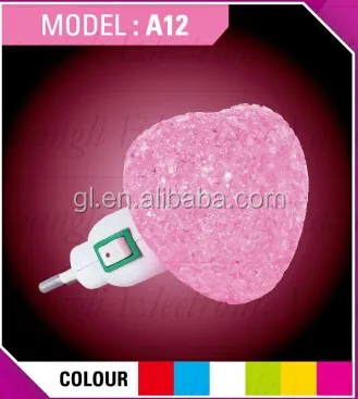 A12 love Heart EVA mini switch LED nightlight CE ROHS approved HOT SALE promotional gift items