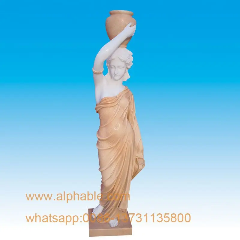 
Carved marble lady with vase statue 
