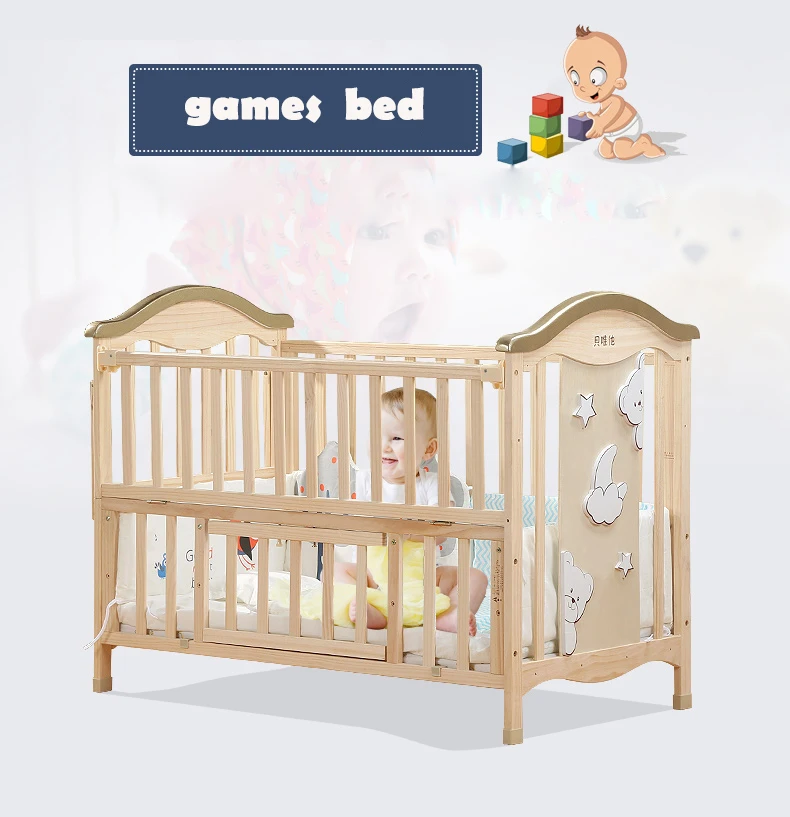 European Style Simple Luxury Wooden Baby Crib/adult Size Baby Cot/baby