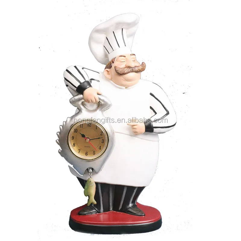 Hand Painted Resin Indoor Kitchen Chef Figurine Clock Decor Buy