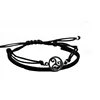 Custom man silver charm black string bracelet