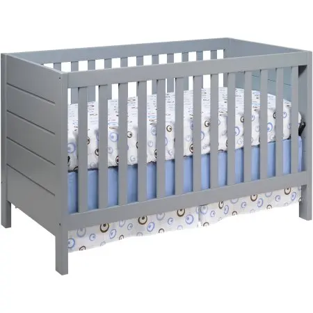 grey wooden cot