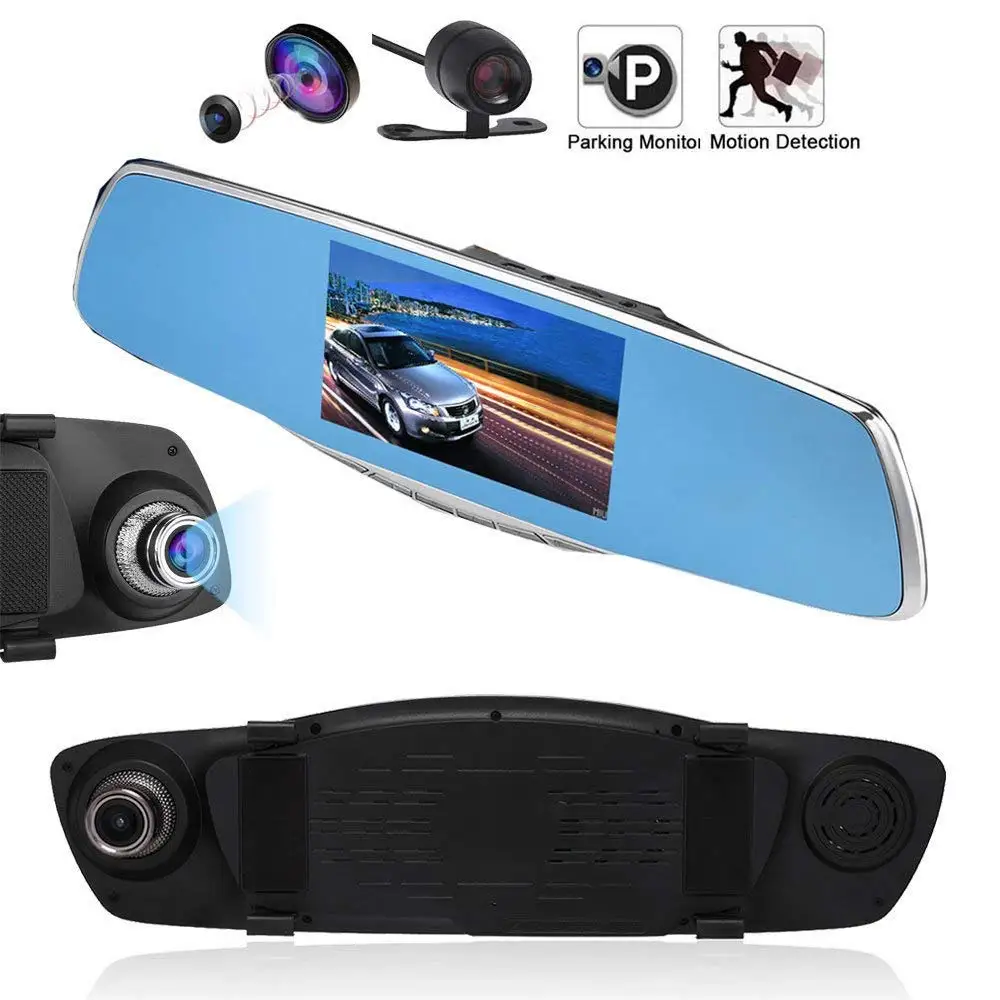 Dual lens car dvr. W130 2160p car Camera. Dual Touch Rearview Mirror car Recorder with Box.