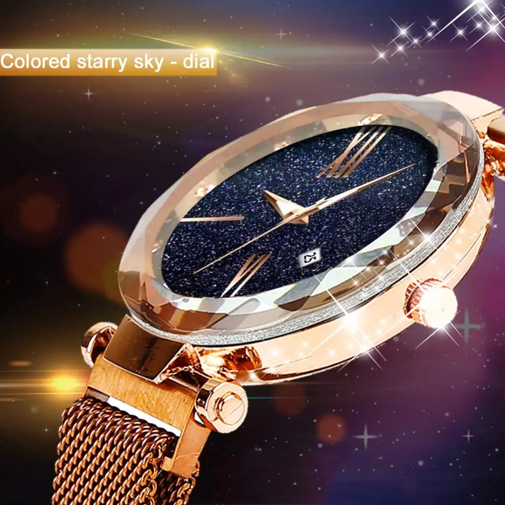豪华星空手表防水磁铁带扣不锈钢女士礼物