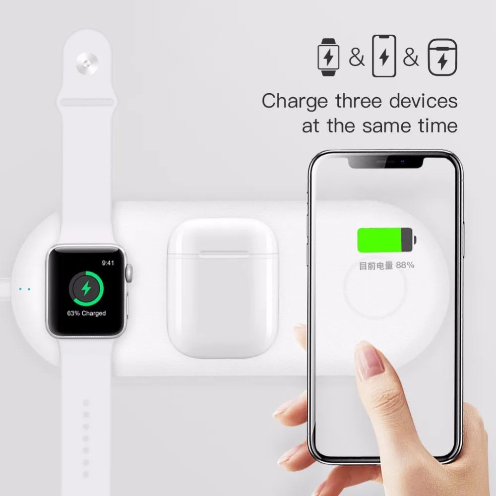 3 In 1 Fast Charging Pad For Airpods Apple Watch And Iphone Xr Xs Max