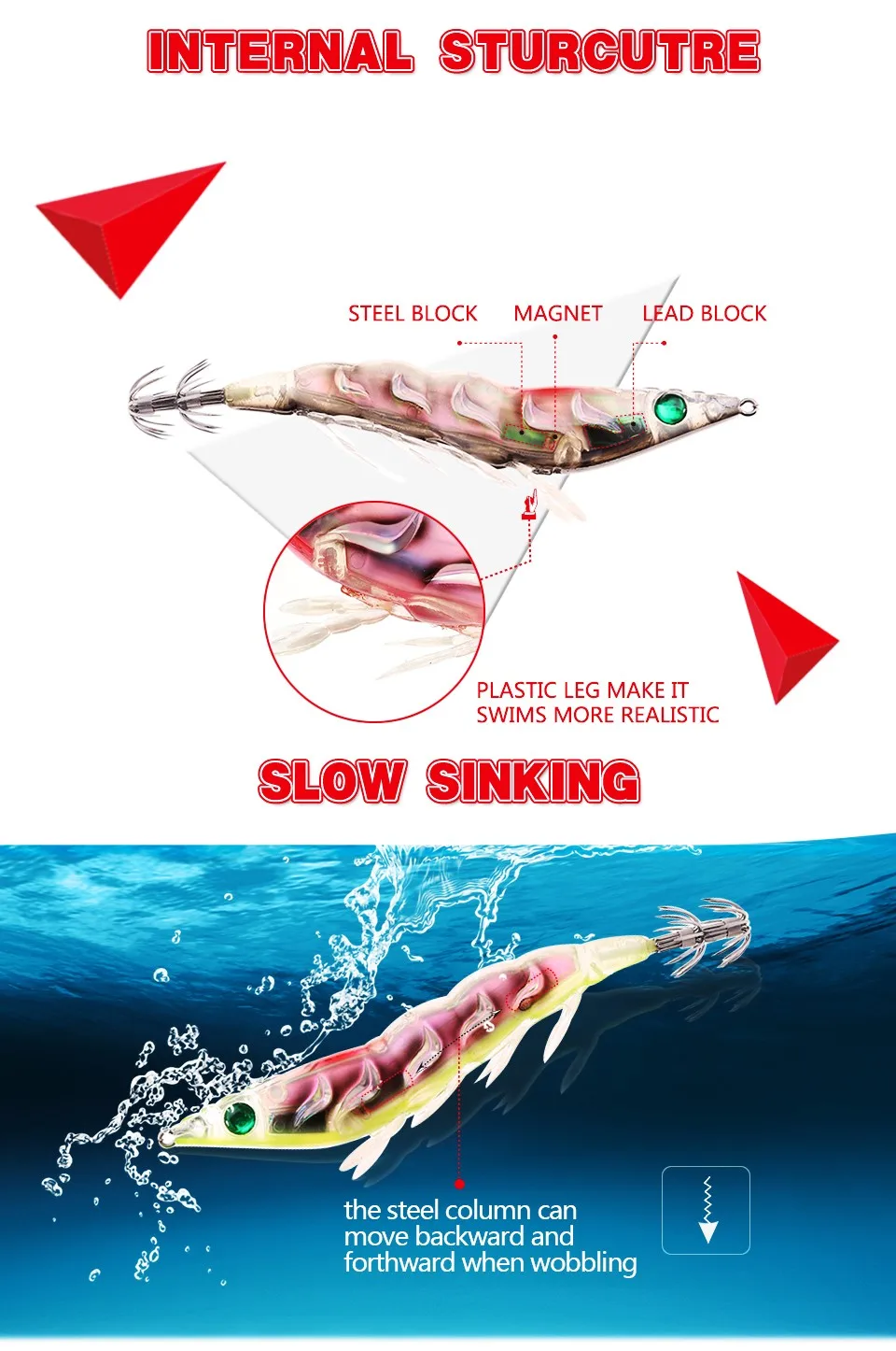 Model 3514 Squid Fishing Lure 108mm 20g Sinking Plastic Squid Bait With