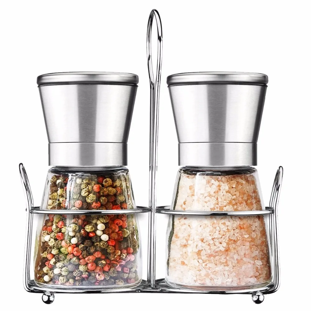Salt And Pepper Mills Set,Stainless Steel Spice Grinders Pepper Mill