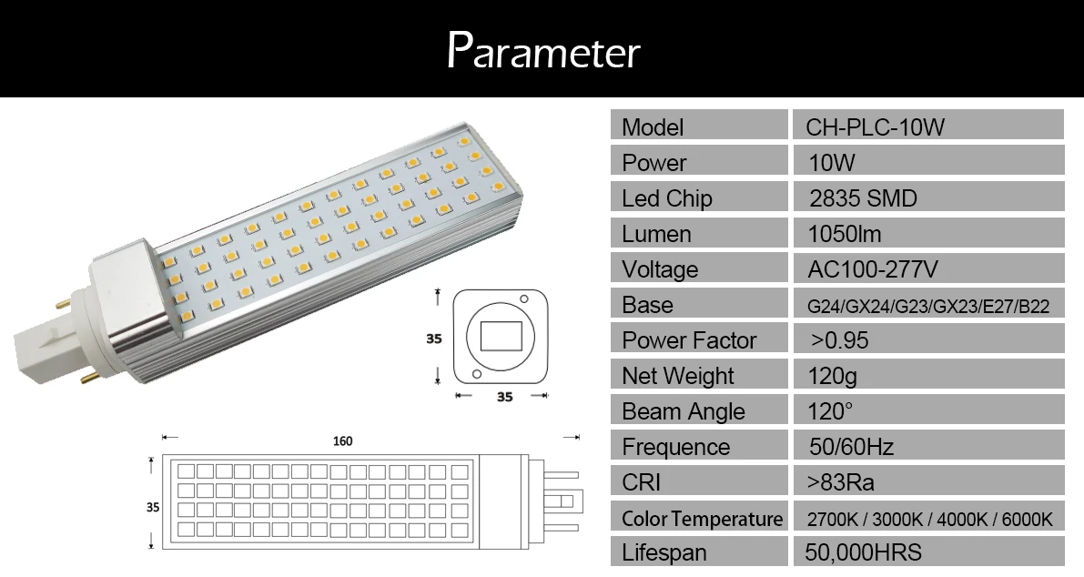 High Power 13w Led Pl Lamp/ G24 Led Lamp / Plc 4 Pin Led G24 Lamp For