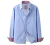 OEM hot sale contrast color long sleeve fashion man shirt with man shirt size chart