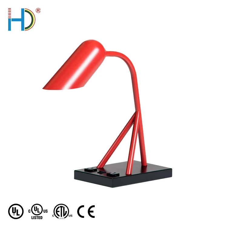 Customized American Style Bedroom Office Antique Red Arc Table Lamp