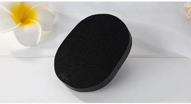 Wholesale soft facial cleansing sponge pva bamboo charcoal black face sponge