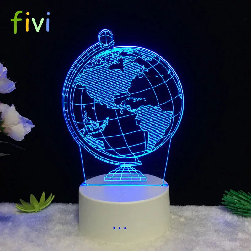 Creative 3D Earth Globe LED Visual Colorful Night Light Illusion Table Baby Sleeping Night Lamp Child Kid Holiday Christmas Gift