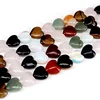 Wholesale natural and different gem crystal engraved heart beads quartz beads chain beads for diy making