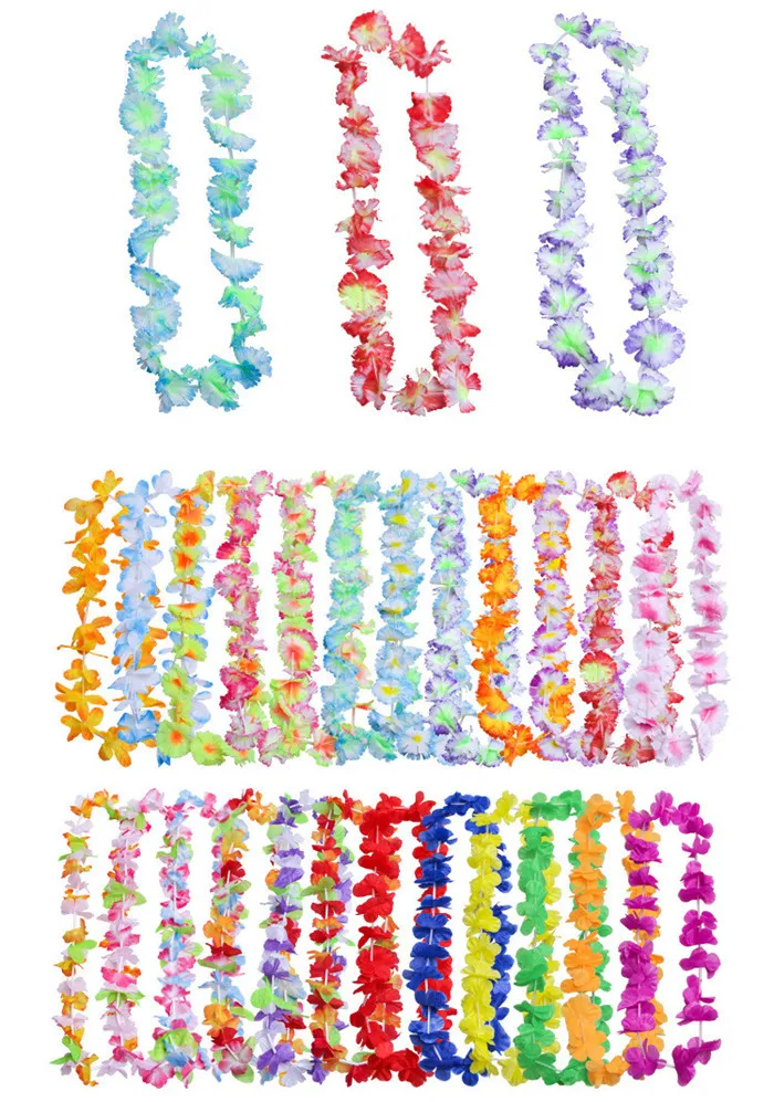 Colorful Artificial Silk Necklace Hawaii Wreaths Flower Lei Garland